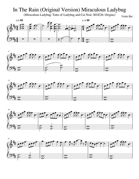 In The Rain (Miraculous Ladybug) (Easy) sheet music for Piano download free in PDF or MIDI