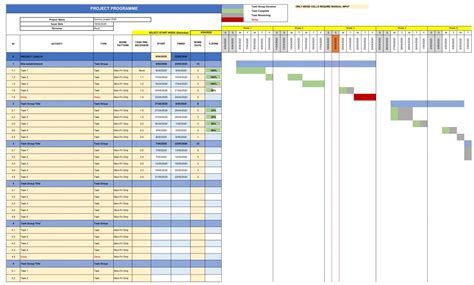 Construction Schedule Template for Excel - webQS