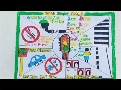 Road Safety day poster Drawing|Road Safety Day easy Drawing|Road Safety Day Drawing for ...