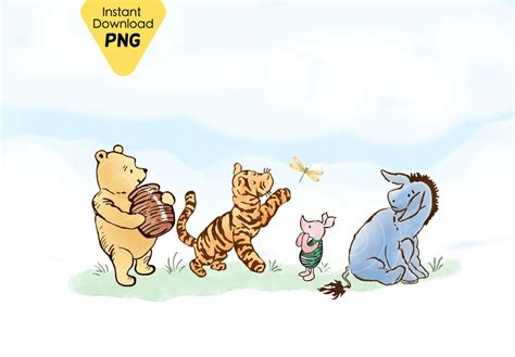 Winnie the Pooh Clipart Piglet Eeyore Tigger Images Balloon Umbrella Png Baby Shower Nursery ...