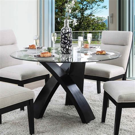 Furniture of America Evans Round Glass Dining Table | Glass round dining table, Round dining ...