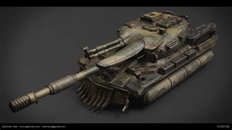 Alexander Galevskyi - Art Lead Portfolio - Dieselpunk Tank 3D concept-model