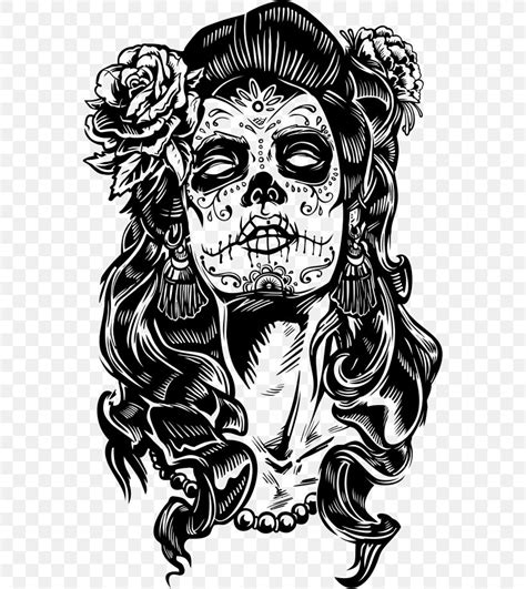 La Calavera Catrina Day Of The Dead Paper Skull, PNG, 561x919px, Calavera, Art, Black And White ...