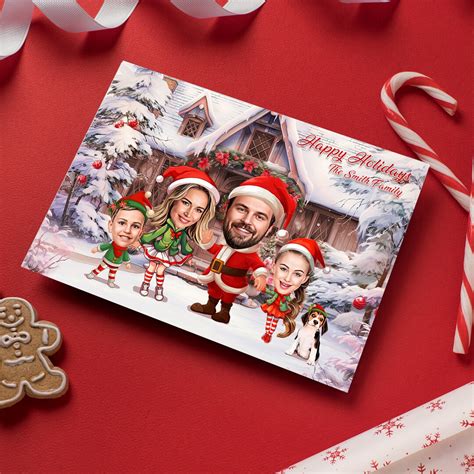 Funny Family Christmas Card Personalized Family Christmas Card Custom Family Funny Illustration ...