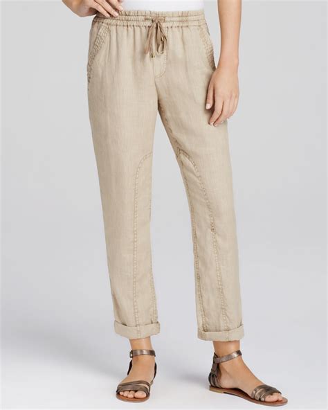 Lyst - Three dots Cuffed Linen Pants in Natural