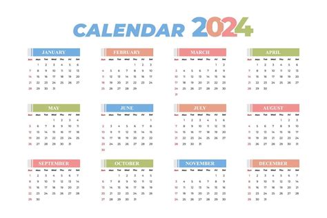 2024 Calendar Template, editable vector 14525504 Vector Art at Vecteezy