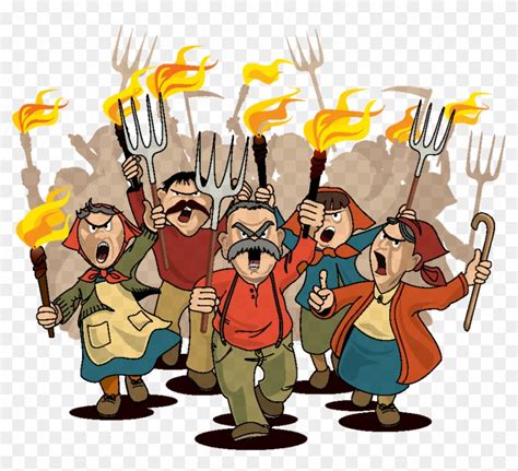 Pitchfork Clipart Angry Crowd - Angry Villagers, HD Png Download ...