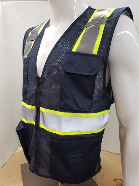 Two Tone Navy Blue Safety Vest with 6 Pockets – RG Safety