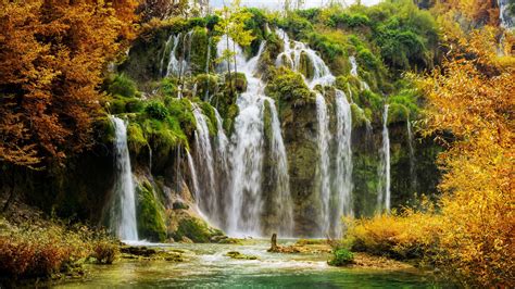 Croatie, parc national de Plitvice, cascades, arbres, automne Fonds d'écran - 3840x2160 UHD 4K ...