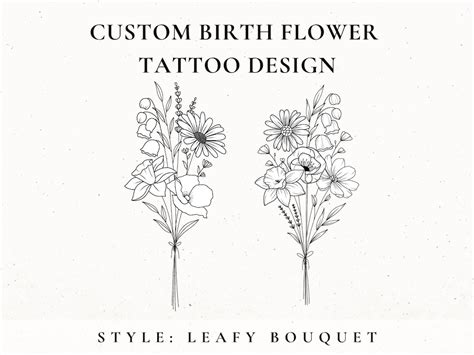 Custom Birth Flower Tattoo Design, Birth Month Flower, Wildflower Tattoo Design Commission ...