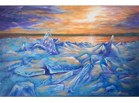 Ice Painting Ice Original Art Ice Lake Painting Ice Canvas Art - Etsy UK