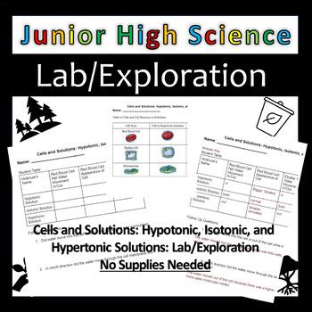 Cells and Solutions: Hypotonic, Isotonic, and Hypertonic Solutions: Lab/Explora