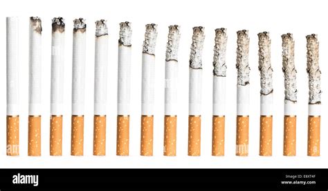 Set of Cigarettes During Different Stages of Burn Stock Photo - Alamy