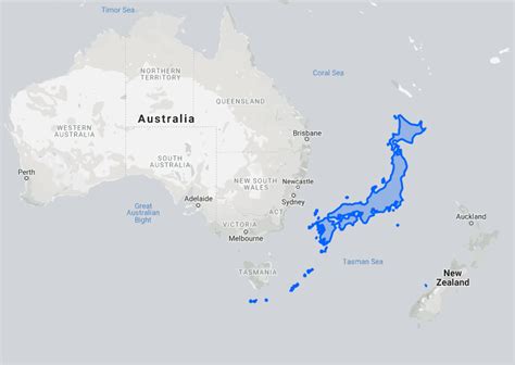 Japan on top of Australia and New Zealand map | Anshin Business and ...