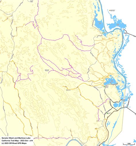 Senator Wash and Martinez Lake - California Trail Map