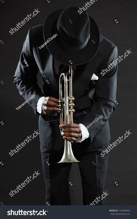 Black African American Jazz Trumpet Player. Vintage. Studio Shot. Stock Photo 122499922 ...