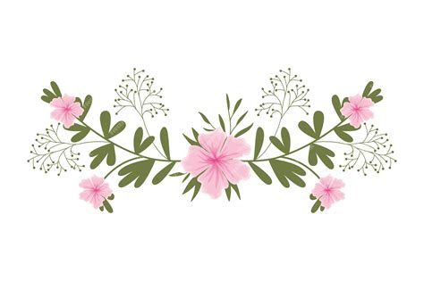 Guirnalda con flores y hojas icono aislado | Vector Premium