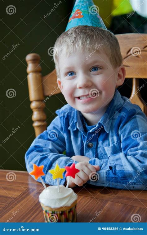 Three Year Old Birthday Party of Toddler Boy Stock Photo - Image of stars, birthday: 90458356