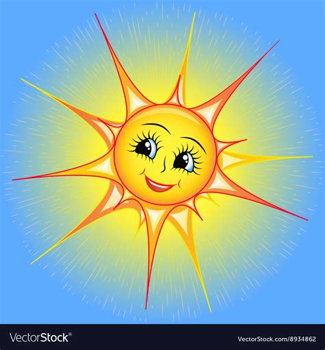 Bright cartoon a smiling sun i Royalty Free Vector Image