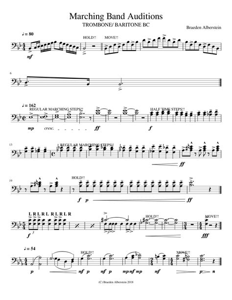 Marching Band Auditions Sheet music for Trombone | Download free in PDF or MIDI | Musescore.com