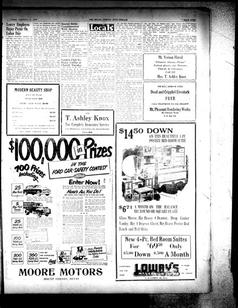 Mt. Vernon Optic-Herald (Mount Vernon, Tex.), Vol. 75, No. [46], Ed. 1 Friday, September 9, 1949 ...