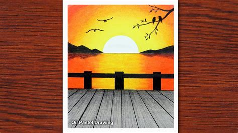 How to draw Sunset Scenery with oil pastels, Oil Pastel Drawing 2021 ...