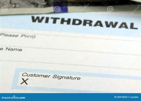 Bank Withdrawal Slip - Customer Signature Stock Photo - Image: 35976032