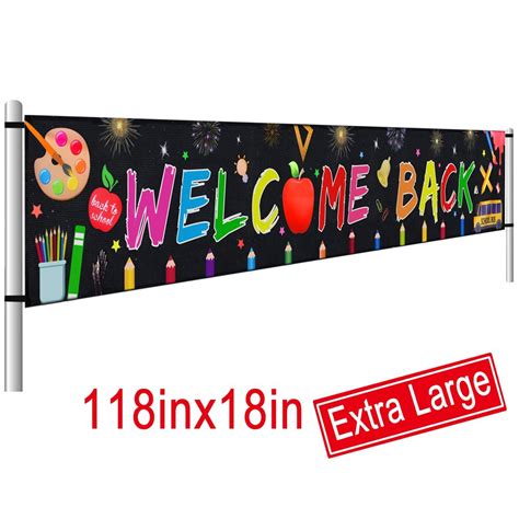 Large Welcome Back Banner, First Day of School Banner, Back to School Decorations Party Supplies ...