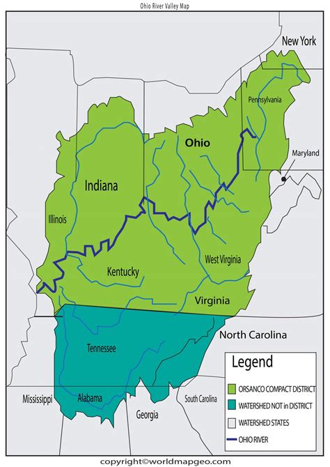 Ohio River Map - Where Ohio river valley is located?