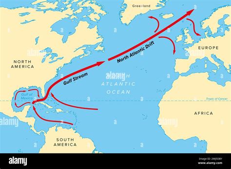 Map of the Gulf Stream with its northern extension North Atlantic Drift ...