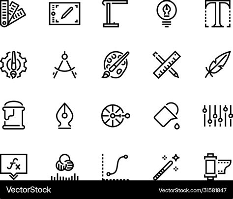 Graphic design line icons drawing and art tools Vector Image