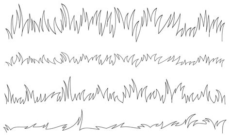 Download grass outline sketch, grass black and white draw vector for ...