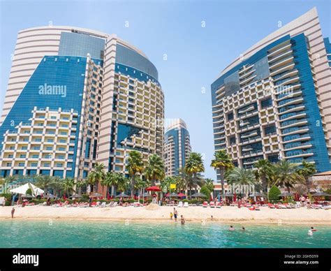 Abu Dhabi, UAE - April 1. 2019. The Beach and Khalidiya Palace Rayhaan ...