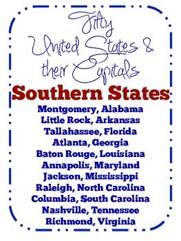 I have...Who has? U.S.A. Southern States & Capitals | TpT