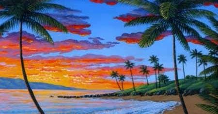 Paint A Tropical Sunset Painting 2 lesson Art Class Using Acrylics On Canvas - Video Lessons of ...