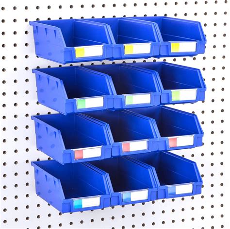 Pegboard Bins – 12 Pack Blue Extra Large - Hooks to Any Peg Board ...