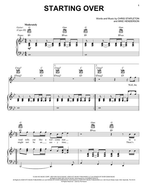 How to learn to play Chris Stapleton Starting Over sheet music, chords ...