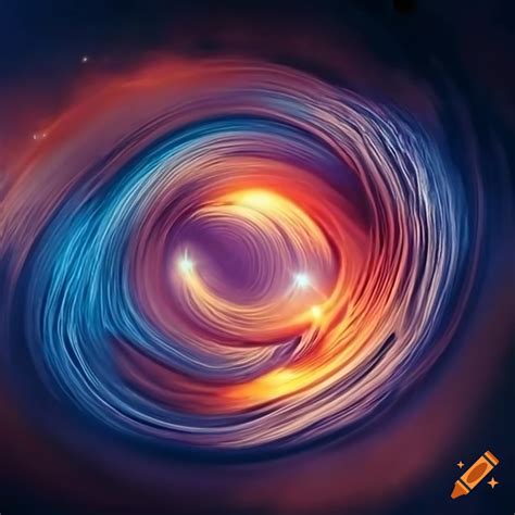 Digital artwork of gravitational waves in space