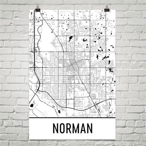 Norman OK Street Map Poster - Wall Print by Modern Map Art