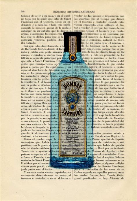 Gin Bottle Art Print Gin Art Decor Birthday Gift Print Wall Decor Poster Book Art Dorm Room ...