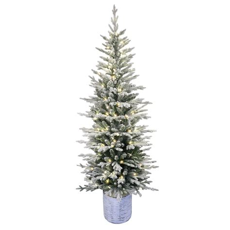 7.5ft. Pre-Lit Flocked Arctic Fir Pencil Artificial Christmas Tree, Warm White LED Lights | Michaels