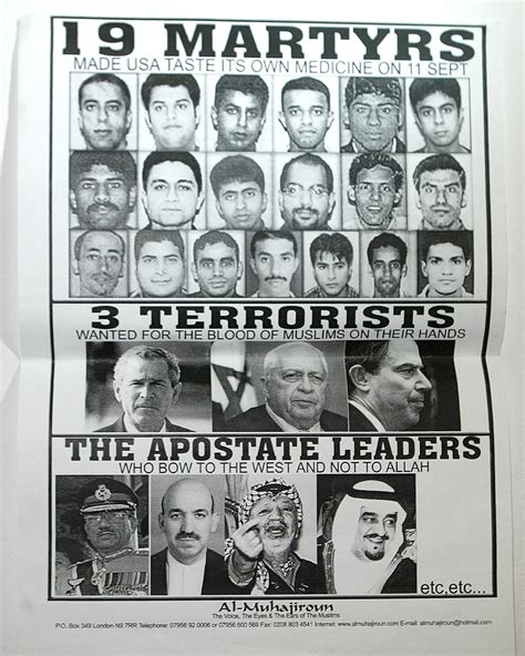 PRINT - IMAGE SHOWS AN AL-MUHAJIROUN POSTER DISPLAYED IN NORTH LONDON ...