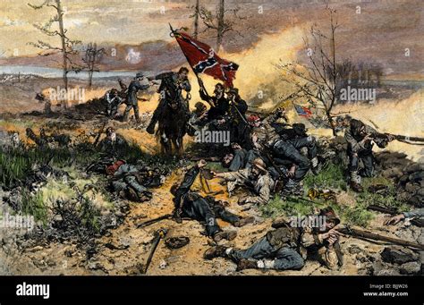 Confederate soldiers on the line of battle with fate against them Stock Photo, Royalty Free ...