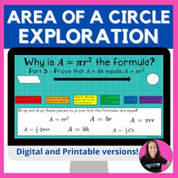 Area of a Circle Formula Digital and Printable Activity for Pi Day