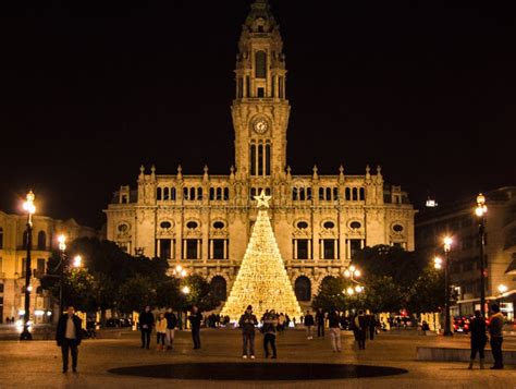 Christmas Decorations in Porto Plaza, Portugal Editorial Stock Photo - Image of porto, plaza ...