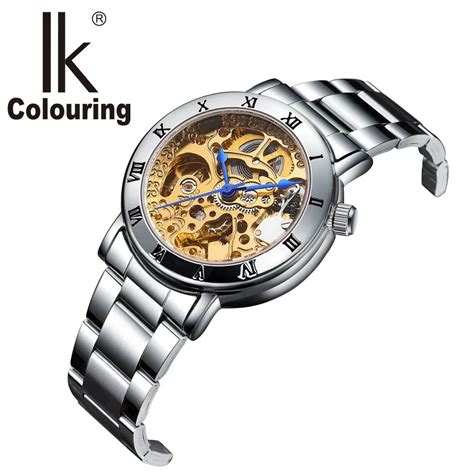 Relogio Feminino Ladies Automatic Skeleton Watches Women Gold Tone ...