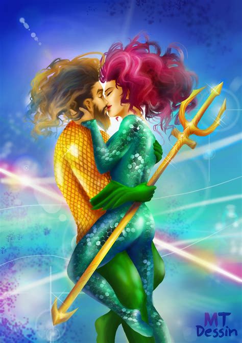 AQUAMAN kiss mere jason momoa amber hearn love couple art | Etsy