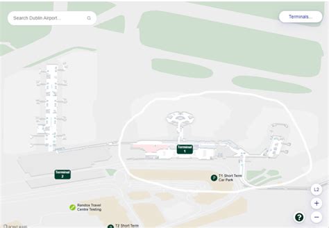 Terminal 1 map Dublin Airport : gate - level airport DUB