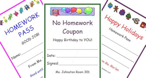 Printable Homework Pass - Activities For Kids