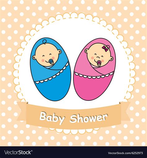 Twins baby shower Royalty Free Vector Image - VectorStock